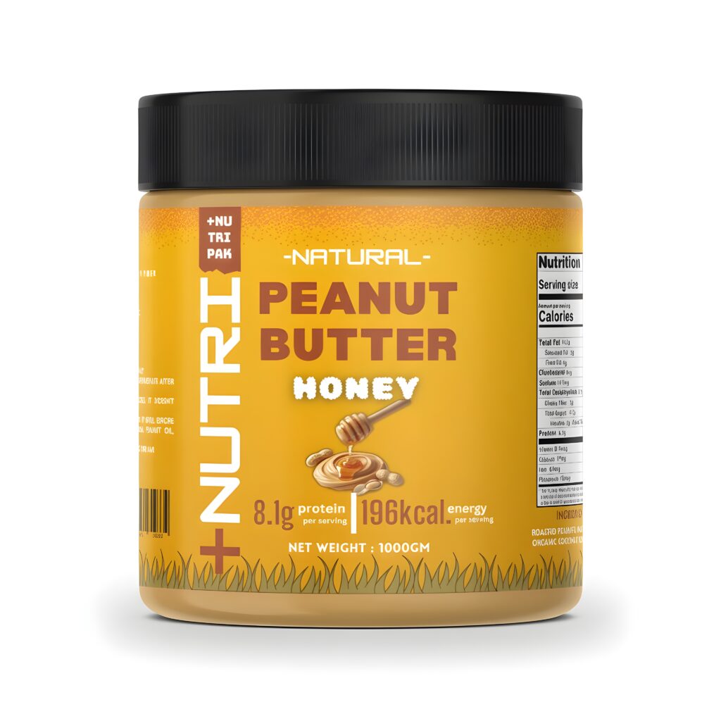 nutripak-honey-main-1200x1200.jpg — Alt: NUTRIPAK Honey Peanut Butter - natural honey, thick creamy
