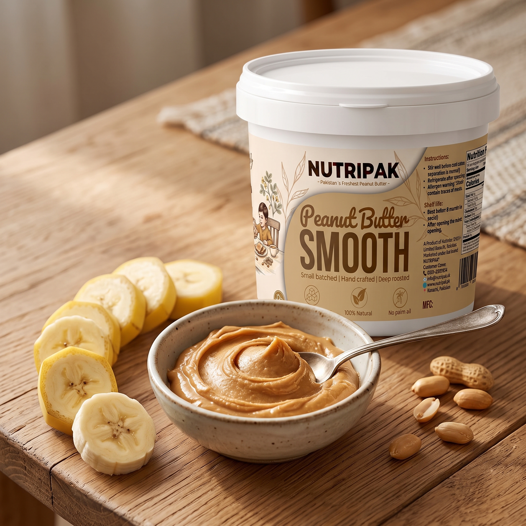 Banana slices with smooth peanut butter - healthy pre workout snack
