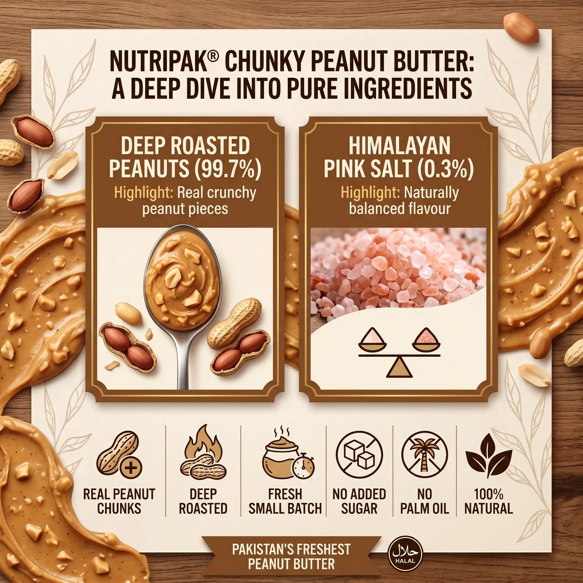 Nutripak Smooth Peanut Butter ā 100% Natural, No Added Sugar, Halal - Image 4