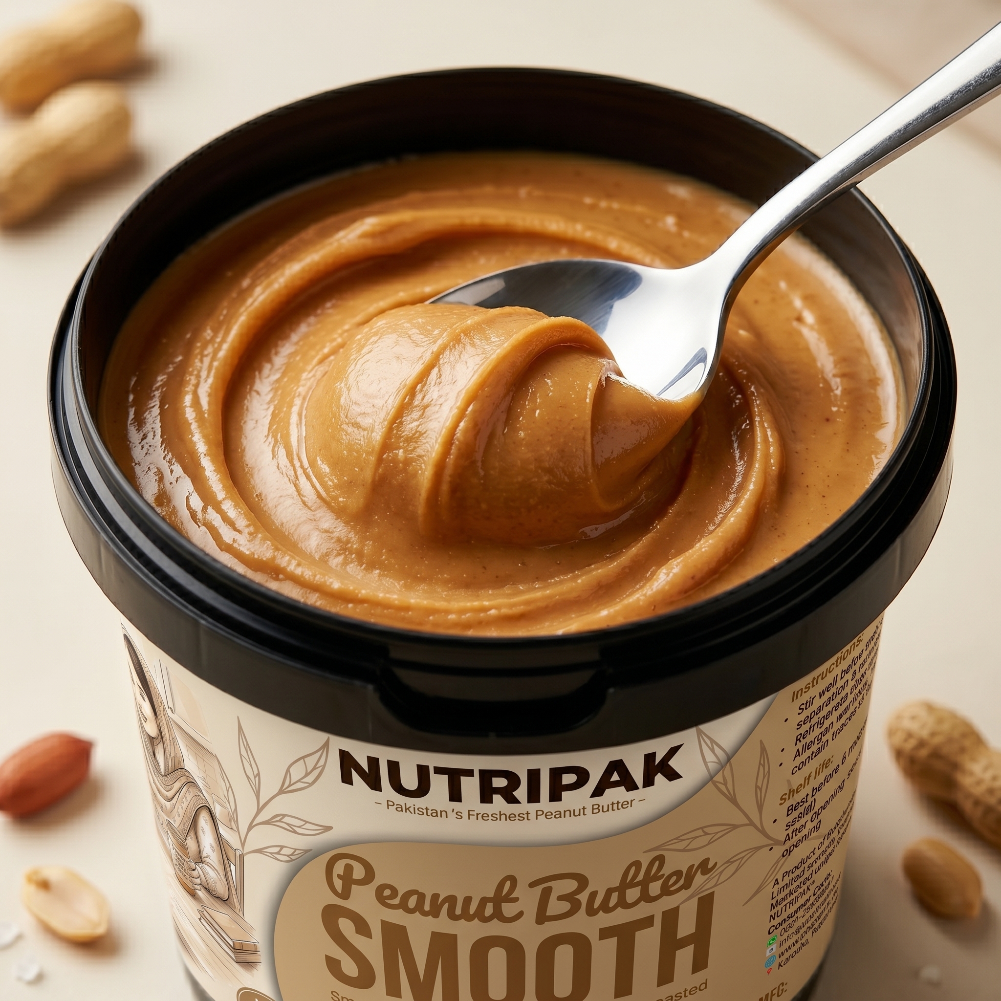 Nutripak Smooth Peanut Butter ā 100% Natural, No Added Sugar, Halal - Image 2