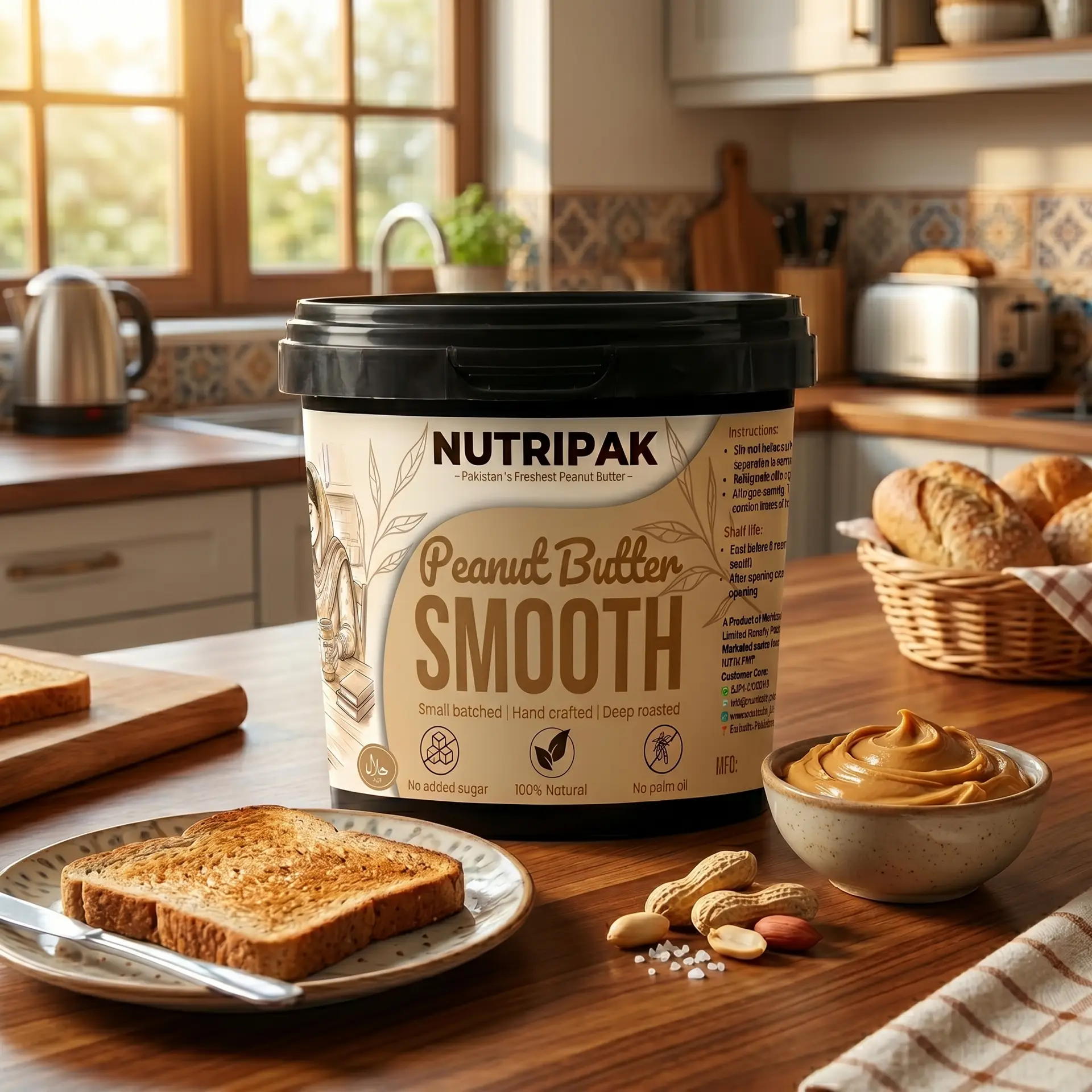 Nutripak Smooth Peanut Butter ā 100% Natural, No Added Sugar, Halal - Image 3