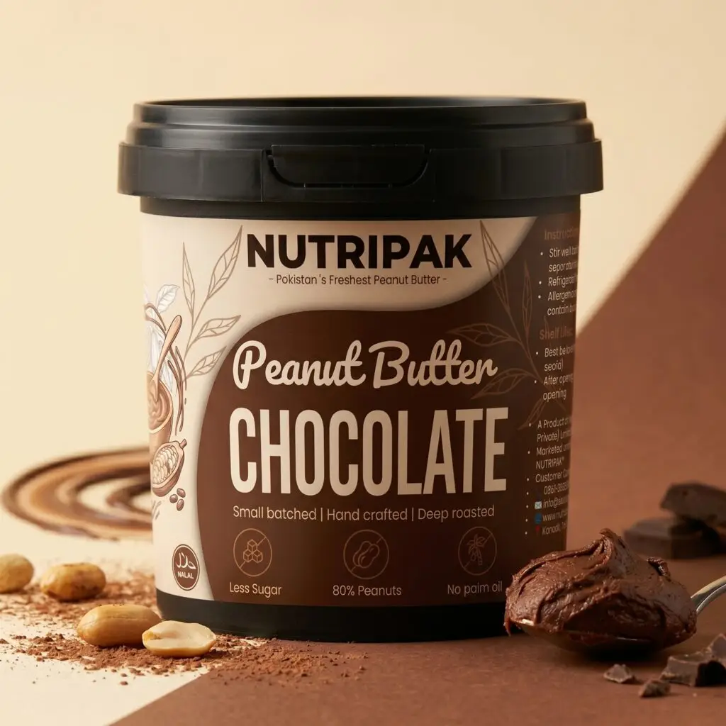 chocolate peanut butter, chocolate spread, cocoa peanut butter, healthy chocolate spread, no palm oil, kids favorite, halal chocolate spread, pakistan chocolate spread, nutripak chocolate