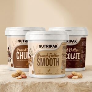 NUTRIPAK Peanut Butter Trio Pack with Smooth, Chunky and Chocolate Peanut Butter, 500g each.